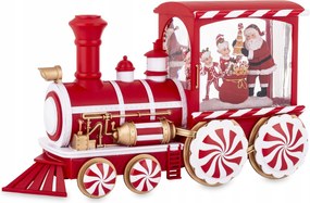 LED-es karácsonyi dekoráció, mozdony zenélő dobozzal, karácsonyi dísz