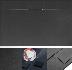 Zuhanytálca Bazalt Long Fekete 80x120cm