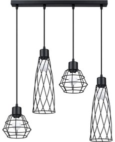 Sollux SL.1167 - Csillár zsinóron SUBA 4xE27/15W/230V fekete