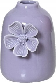 Kerámia váza virággal, pasztell lila 12cm