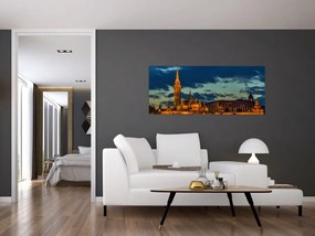 Kivilágított épületek képe (120x50 cm)