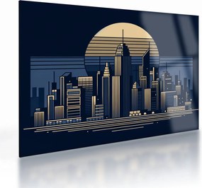 Üveg kép – Geometrikus város (70x50 cm)