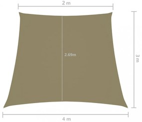 bézs trapéz alakú oxford-szövet napvitorla 2/4 x 3 m