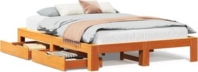 vidaXL viaszbarna tömör fenyőfa ágy matrac nélkül 140 x 190 cm