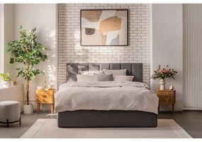 Szürke kárpitozott ágyneműtartós franciaágy ágyráccsal 180x200 cm Thessa Bold Line – Bonami Selection