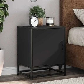 Éjjeliszekrények 2 db Fekete 40x31x50 cm Méretezett fa és fém