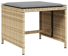 4 db vegyes bézs polyrattan kerti szék párnával 40x40x35 cm