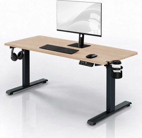 Elektromos íróasztal magasságállítással ergonomikus antracit/sonoma tölgy,1600x800 mm: ARIA