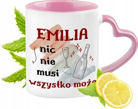 Emilia bögre Rózsaszín, szív alakú füllel Kávé ajándék