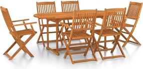 vidaXL 7 részes tömör akácfa kerti étkezőgarnitúra 180 x 90 x 75 cm