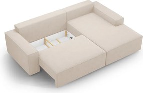 Bézs buklé kinyitható sarokkanapé (jobb oldali) Jodie – Micadoni Home