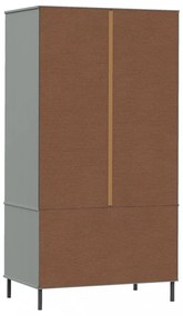 OSLO szürke tömör fa gardróbszekrény fém lábakkal 90x55x172,5cm