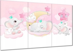Vászonkép 120x80 Elefánt- és nyúlcsalád