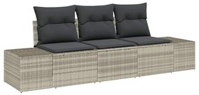 vidaXL Kanapé Szett párnával 3 pcs Világosszürke polirattan