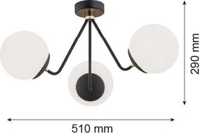ARGON 1478 TOMAR Loft Mennyezeti Lámpa Fekete, Sárgaréz, Opál Szőnyeg E27 IP20
