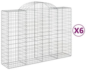 6 db íves horganyzott vas gabion kosár 200x50x140/160 cm