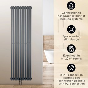 Besoa Delgado, radiátor, 160 x 45, 822 W, meleg víz, 1/2 ", 8 - 20 m², szürke