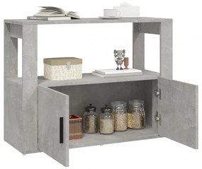 betonszürke szerelt fa tálalószekrény 80x30x60 cm