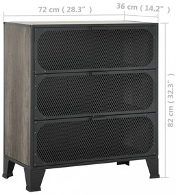 vidaXL szürke fém és MDF tárolószekrény 72 x 36 x 82 cm