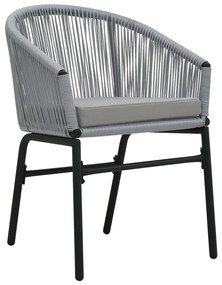10 darabos kerti étkezőszett párnákkal szürke poli rattan, Hosszabbítható kerti asztal antracit (140-210)x90x73 cm acél
