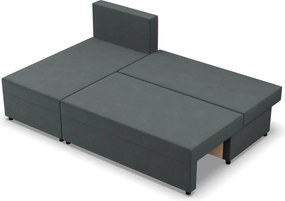 Nobu sarokkanapé, bársony, univerzális oldal, szürke