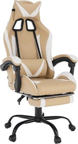 Irodai/gamer fotel, fekete/fehér/bézs, OZGE 2 NEW