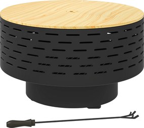 Outsunny 3 az 1-ben Tűzrakóhely Ø60 x 39cm Rozsdamentes Acél Tűzrakóhely Grill Rács, Poker, Szikra Képernyő Fa Optikás Tűztál és Tűzláda Kerthez, Erké