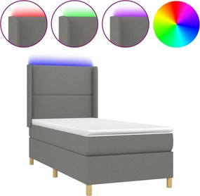 vidaXL sötétszürke szövet rugós és LED-es ágy matraccal 80 x 200 cm