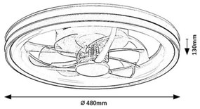 Rabalux 71335-LED Dimmelhető mennyezeti lámpa ventilátorral FANRICIUS 40W/230V 3000/4000/6000K + távirányító