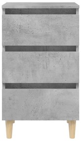 Betonszürke éjjeliszekrény tömör fa lábakkal 40 x 35 x 69 cm