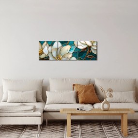 Kép - Ólomüveg magnóliával (órával) (90x30 cm)