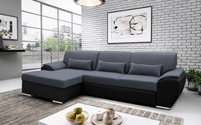 Ülőgarnitúra, fekete/sötét szürke, balos, EMILY