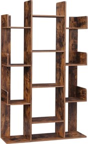 Könyvespolc, tárolópolc, rusztikus barna 86x25x140cm
