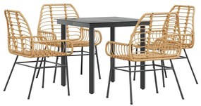 vidaXL 5 észes barna polyrattan üveg kerti étkezőgarnitúra