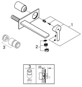 GROHE 23444001 - LINEARE 207 mm kétlyukú mosdócsaptelep fényes króm