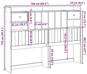 viaszbarna tömör fenyőfa fejtámla tárolóval 160 cm