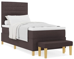 Boxspring Ágy Matracokkal és Padokkal Sötét Barna 90x200 cm Szövet
