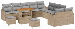 vidaXL Kerti Kanapé Szett 13 pcs Bézs polirattan