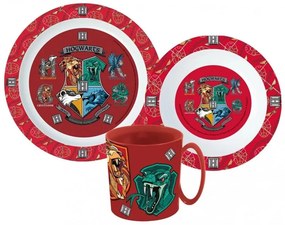 Harry Potter School Shields étkészlet, micro műanyag szett bögrével 350 ml
