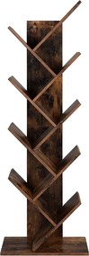 Fa alakú könyvespolc 8 szintes 50 x 25 x 141,5 cm, rusztikus barna