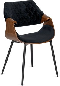 Elegáns Bársony Étkezőszék Fekete/Dió Színben. DAKOTA