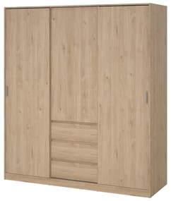 Natúr színű ruhásszekrény tolóajtóval tölgyfa dekorral 177x200x60 cm Naia – Tvilum