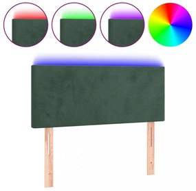sötétzöld bársony LED-es fejtámla 100x5x78/88 cm