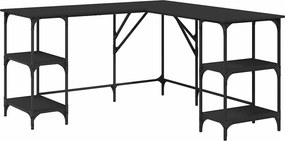 vidaXL fekete szerelt fa íróasztal 139x139x75 cm