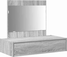 vidaXL Öltözködőasztal fiókkal tükörrel Szürke 83 x 40 x 70 cm Faanyag