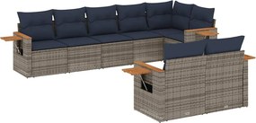 vidaXL 8 részes szürke polyrattan kerti ülőgarnitúra párnával