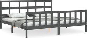 vidaXL szürke tömör fa ágykeret fejtámlával 200 x 200 cm