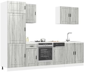 7 darabos konyhaszekrény szett Porto szürke sonoma műfa
