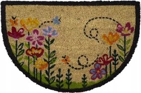 Lábtörlő kókusz félkör 40x60 cm virágok az ajtó alá