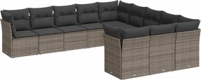 vidaXL 11 részes szürke polyrattan kerti ülőgarnitúra párnákkal